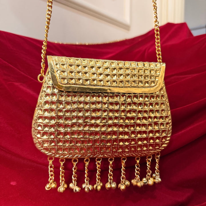 Golden Embellished Sling Clutch
