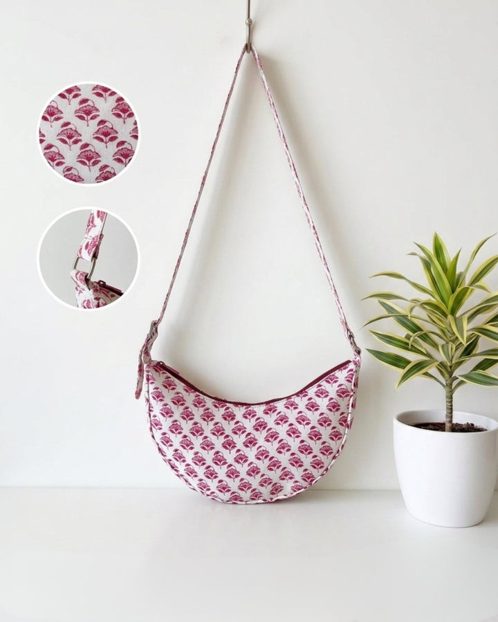 Laal Booti Crescent Bag