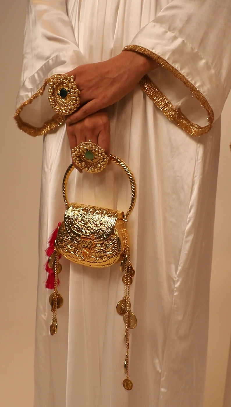 Regal Gold-Plated Tassel Handbag