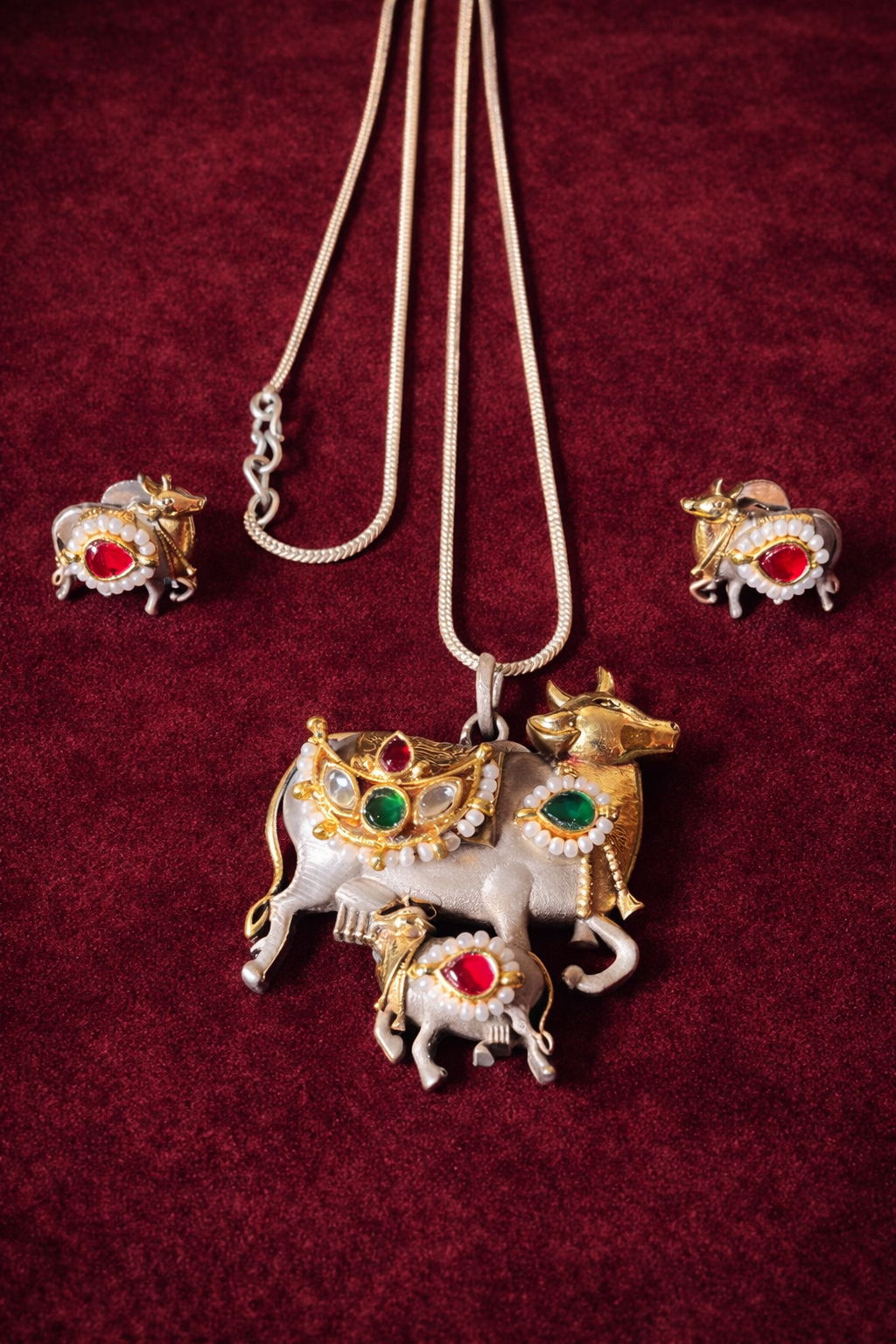 Shree Pichwai Kamadhenu Rajvaibhav Pendant Set