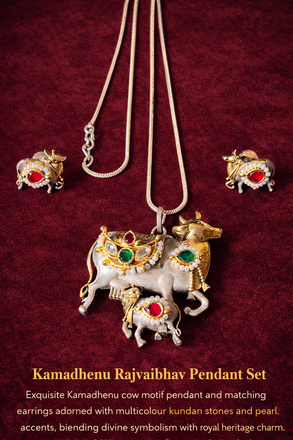 Shree Pichwai Kamadhenu Rajvaibhav Pendant Set