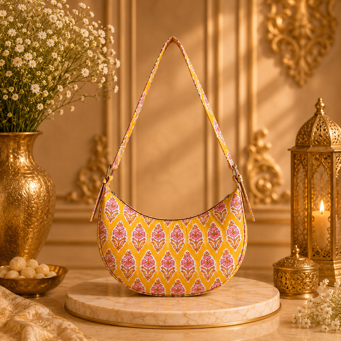 Surya Gulbahaar Crescent Bag