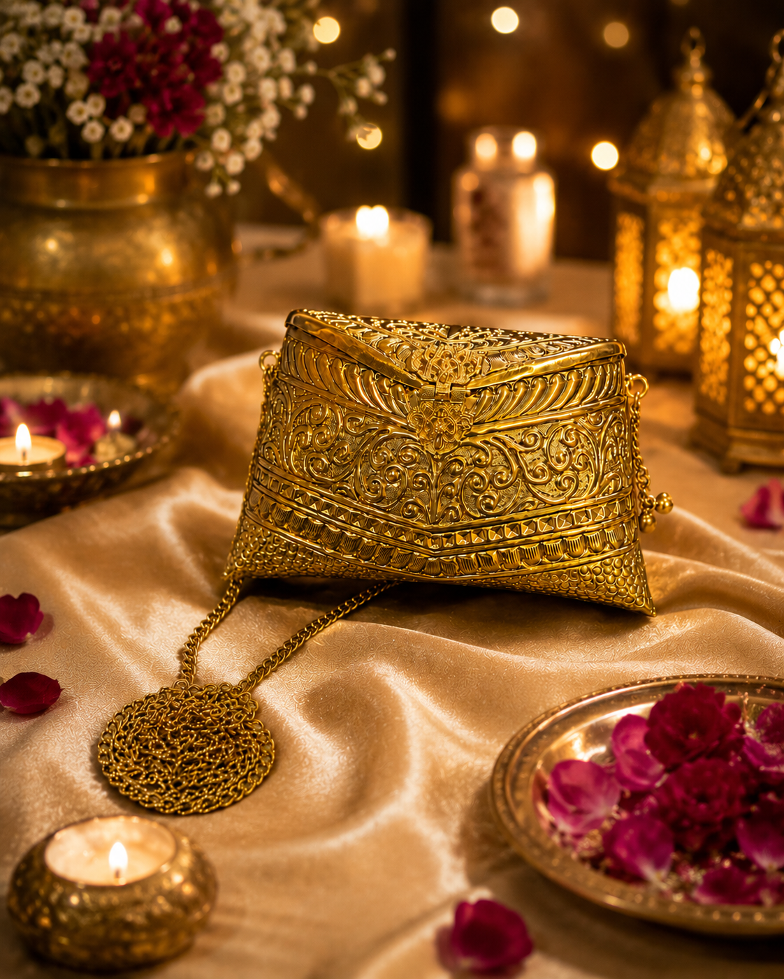 Royal Filigree Gold Clutch