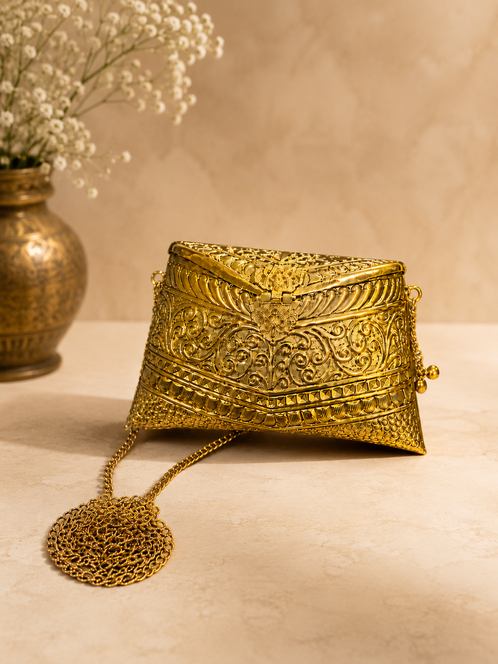 Royal Filigree Gold Clutch