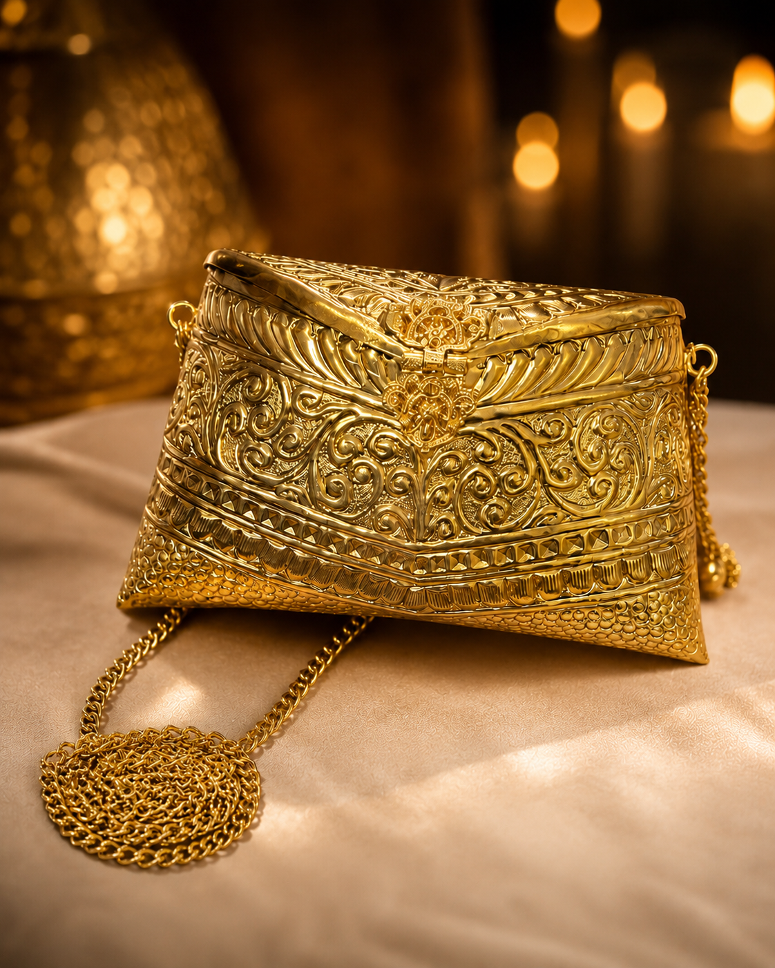 Royal Filigree Gold Clutch