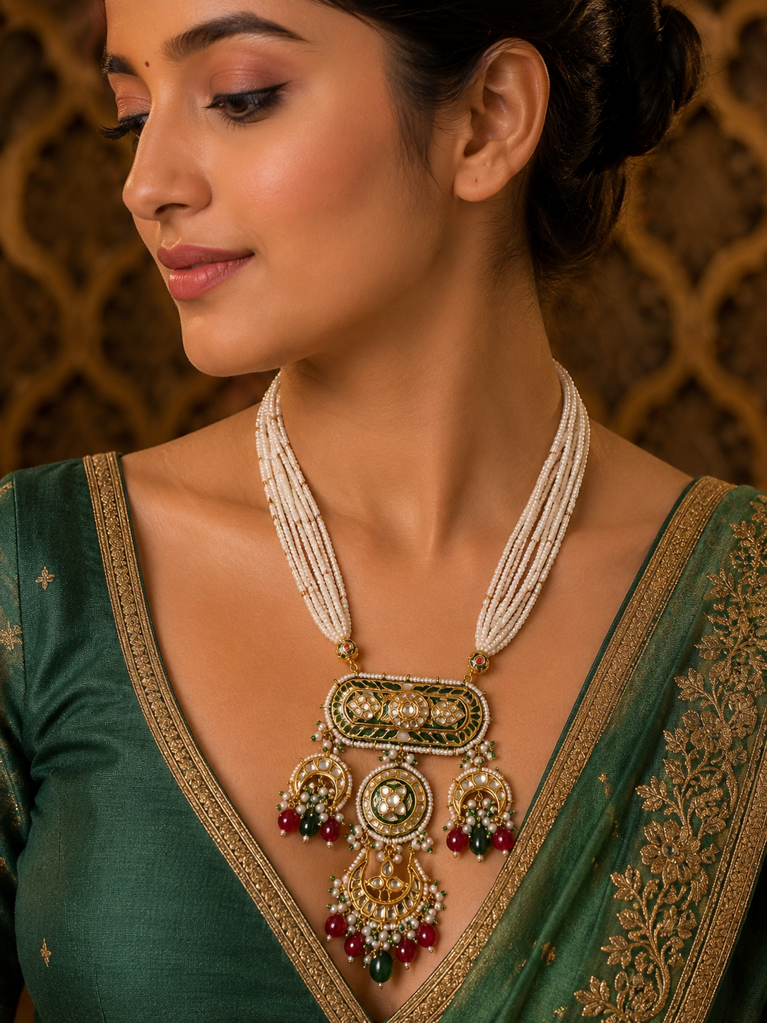 Rajnandini Kundan Pearl Pendant Set