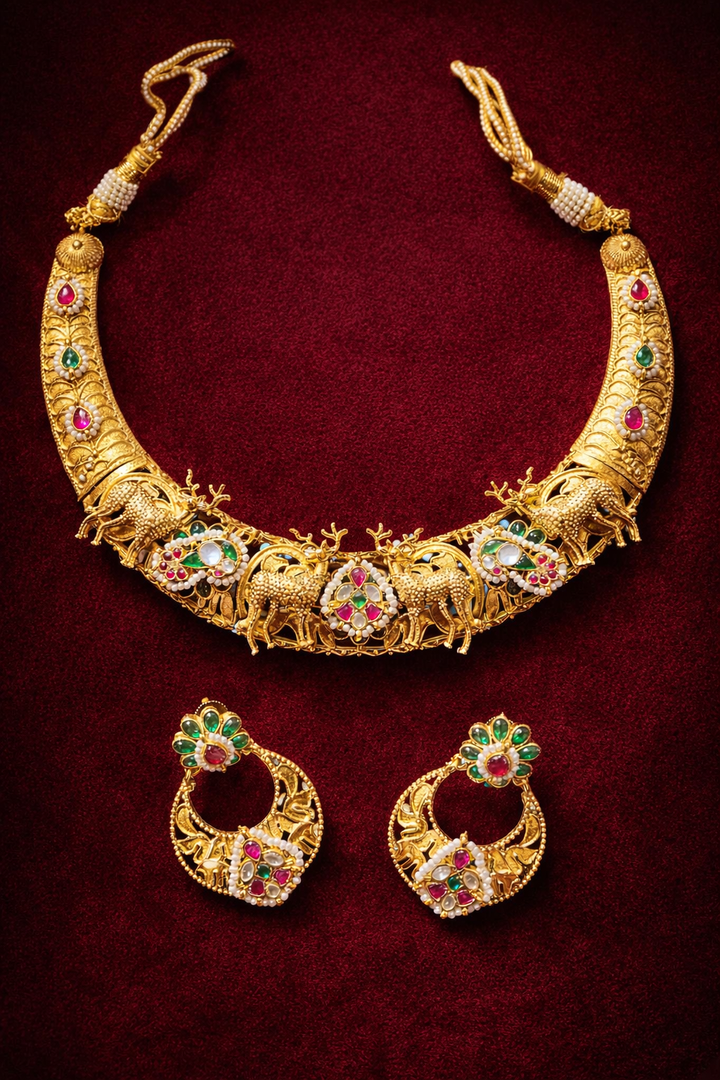 Rajsi Mrig Viraasat Temple Necklace Set
