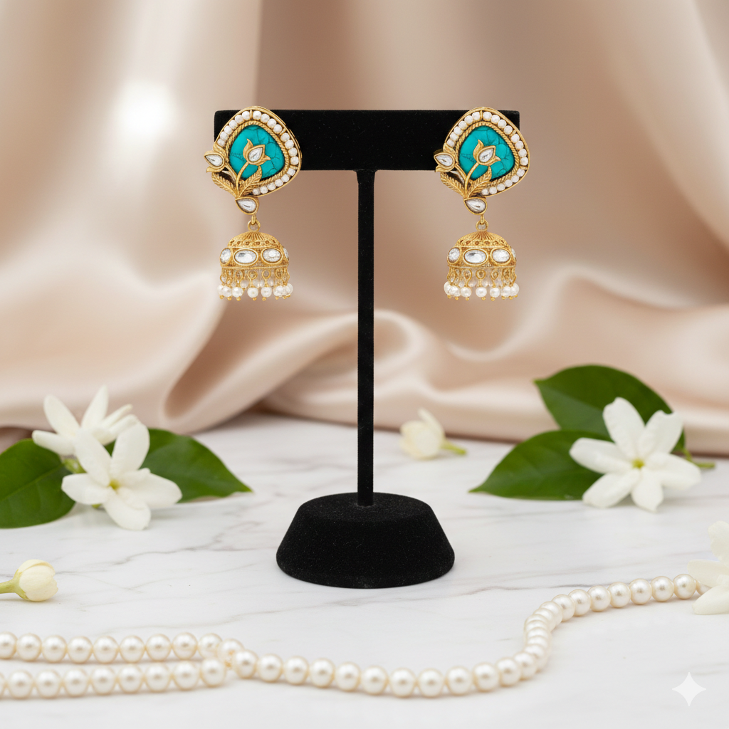 Neelkamal Turquoise Jhumkas