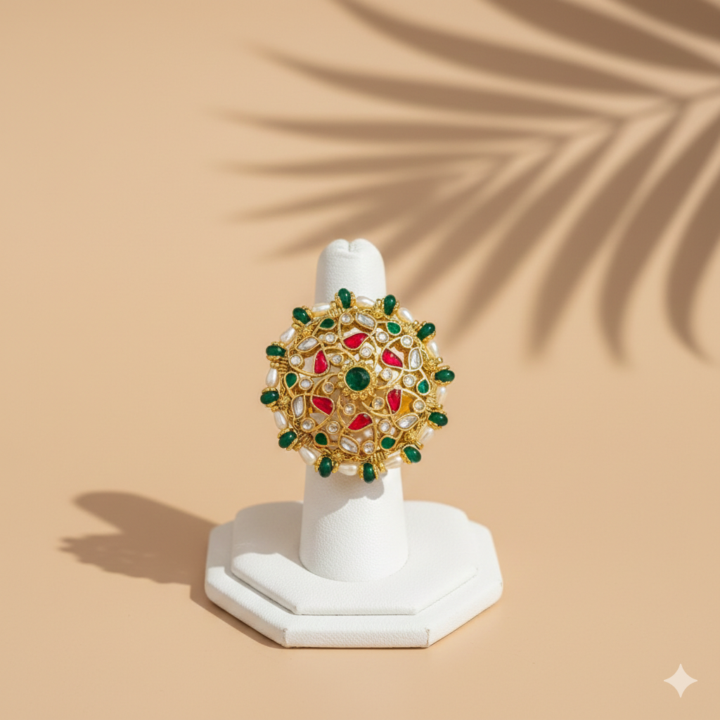 Panna Surkh Viraasat Ring