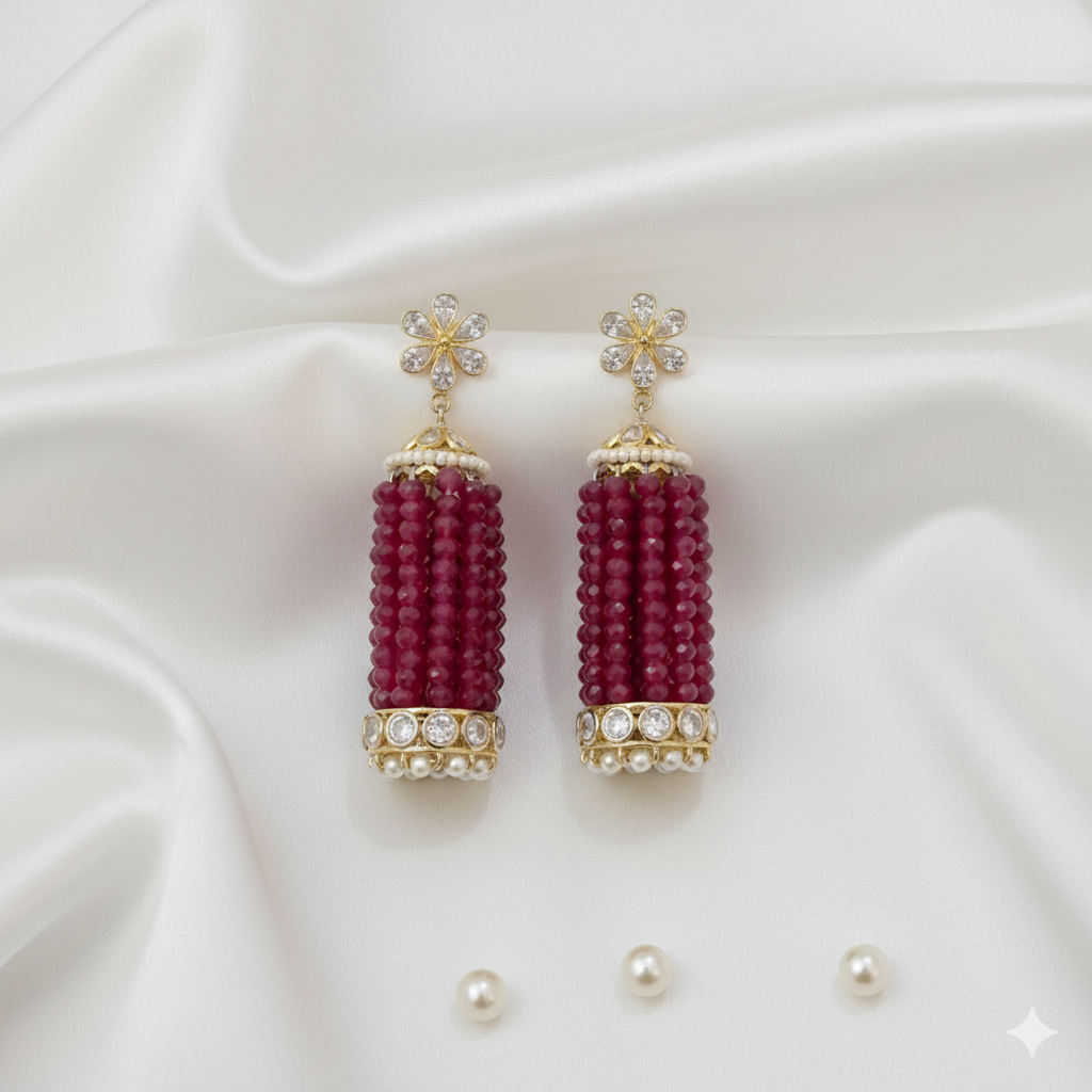 Gulnaar Ruby Tassel Earrings