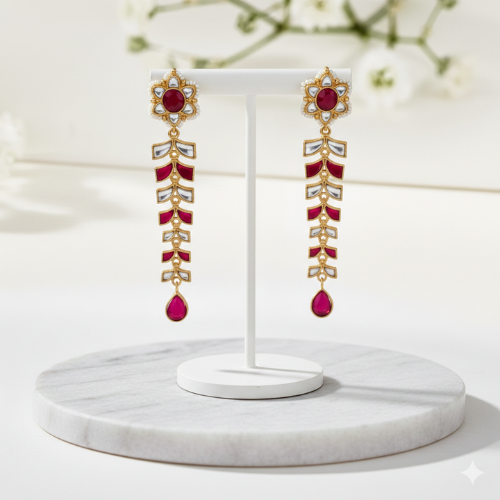 Laal Jharna Earrings