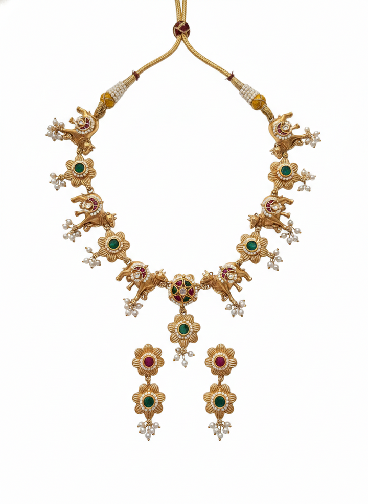 Rajsi Ashwa Viraasat Temple Necklace Set