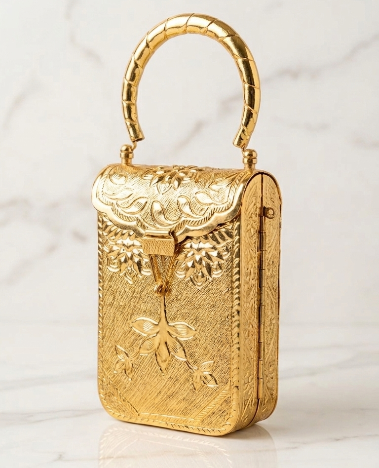 Noor Jaal Heritage Brass Clutch