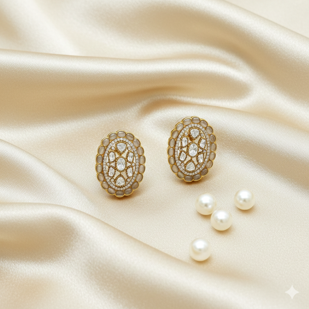 Noor Oval Kundan Studs