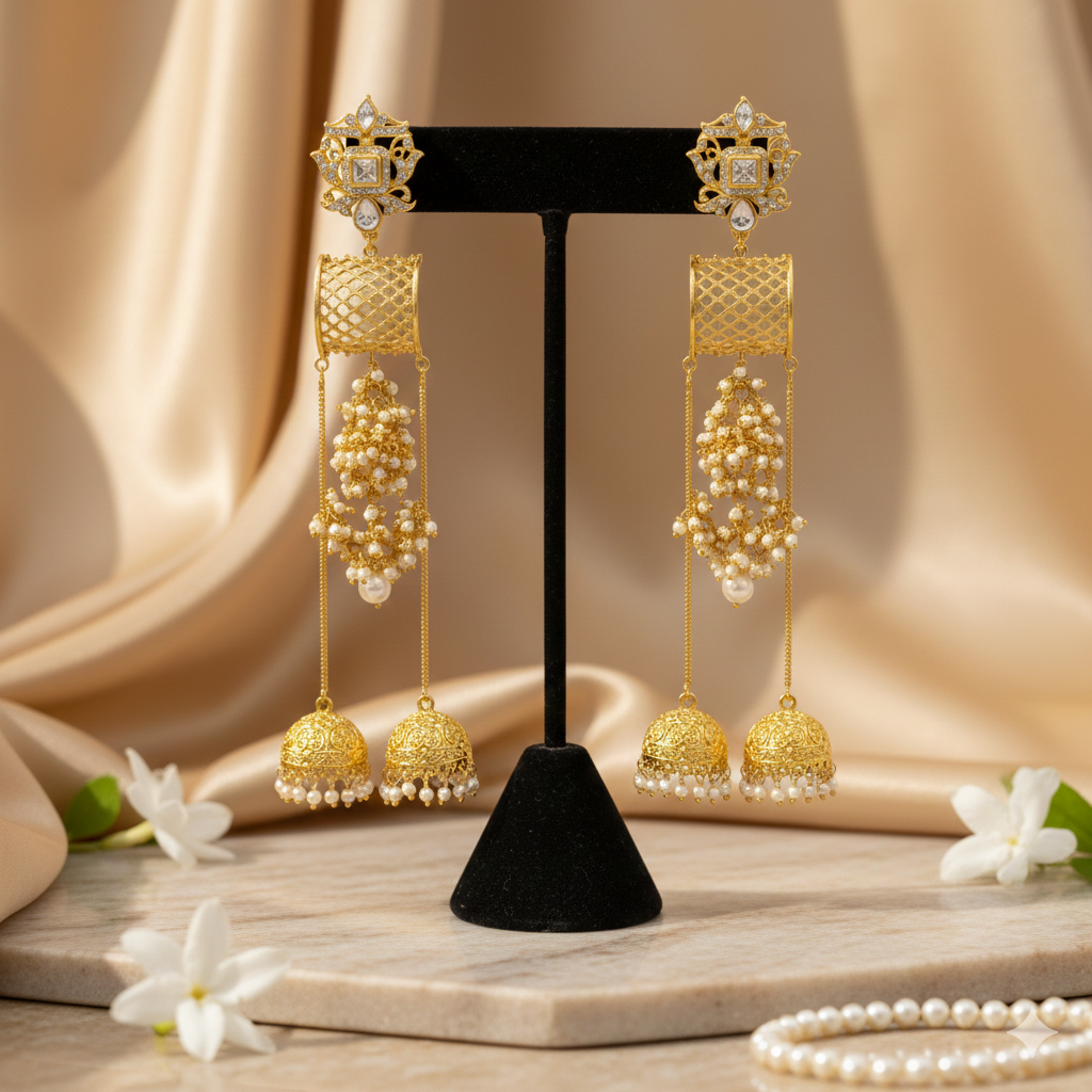 Rajnartika Jhumka Cascade Earrings