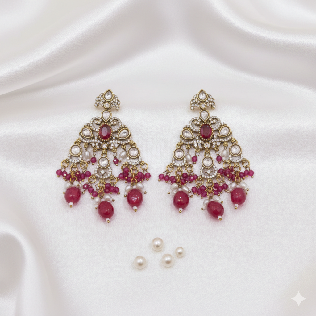 Rang Rani Kundan Jhumka Earrings