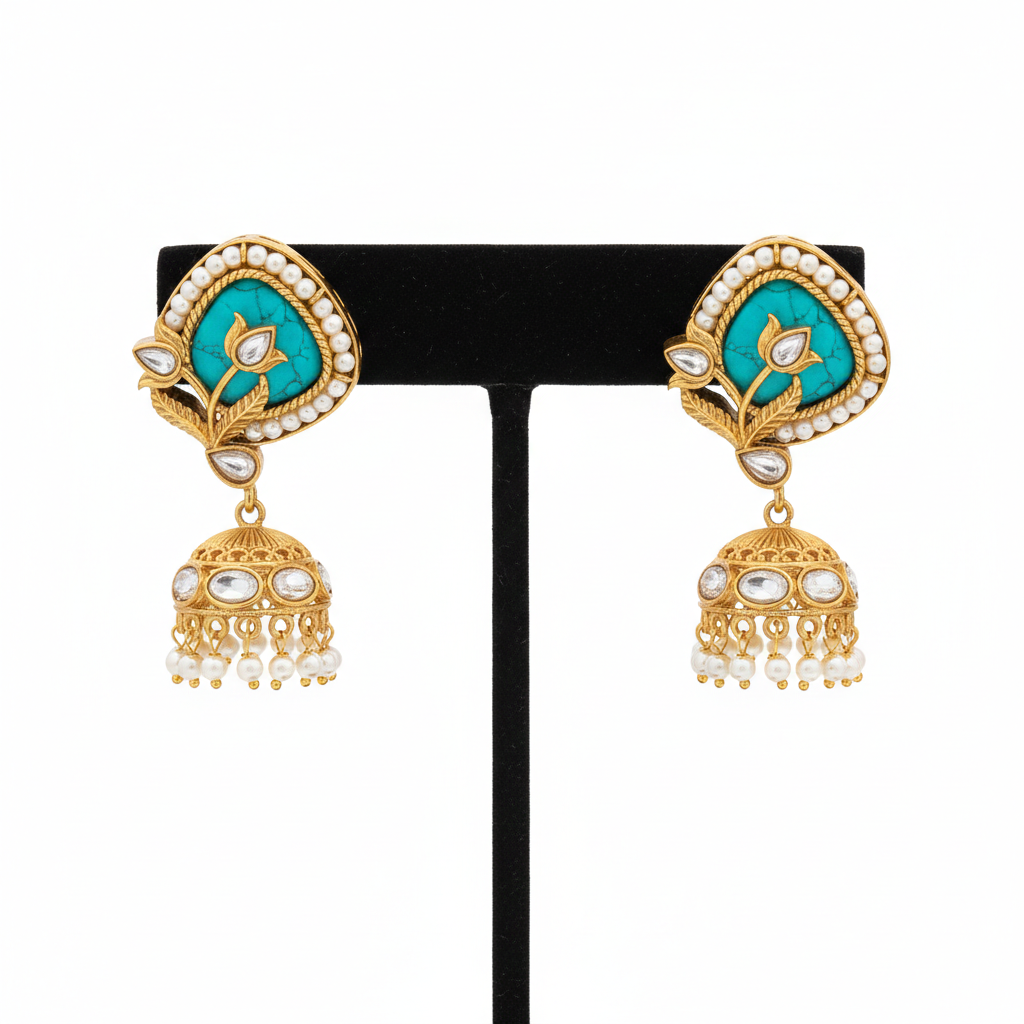 Neelkamal Turquoise Jhumkas