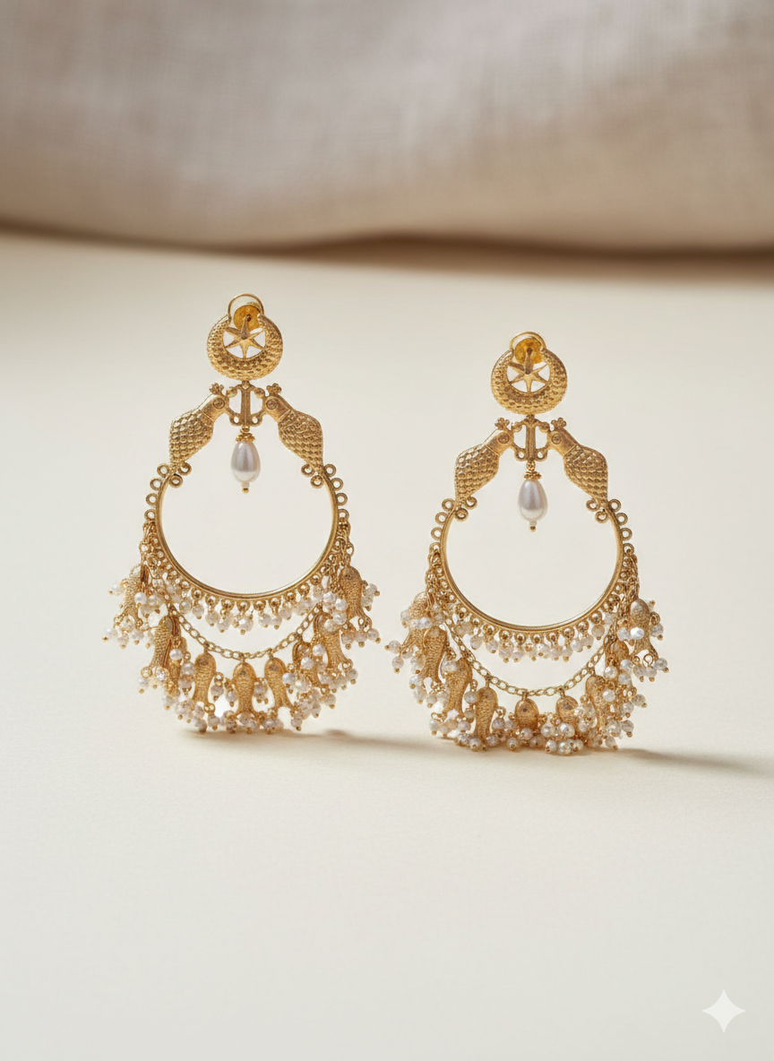 Mayura Pearl Chandbali Earrings