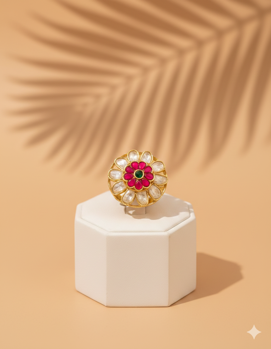 Noor Polki Blossom Ring