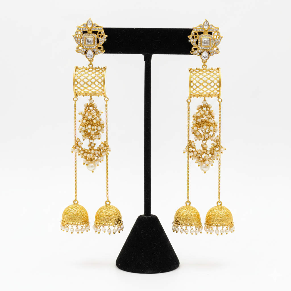 Rajnartika Jhumka Cascade Earrings