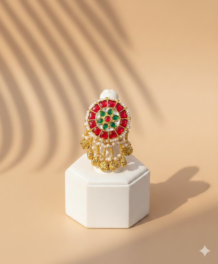 Surkh Panna Chandbloom Ring