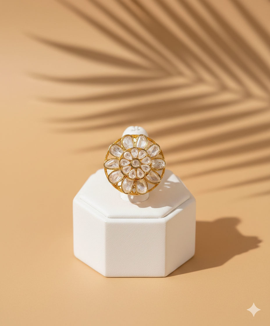 Noor Polki Blossom Ring