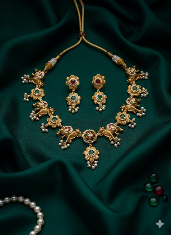 Rajsi Ashwa Viraasat Temple Necklace Set