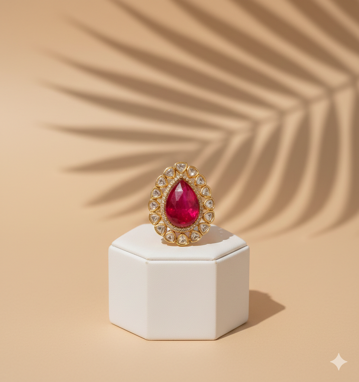 Noor Teardrop Halo Ring