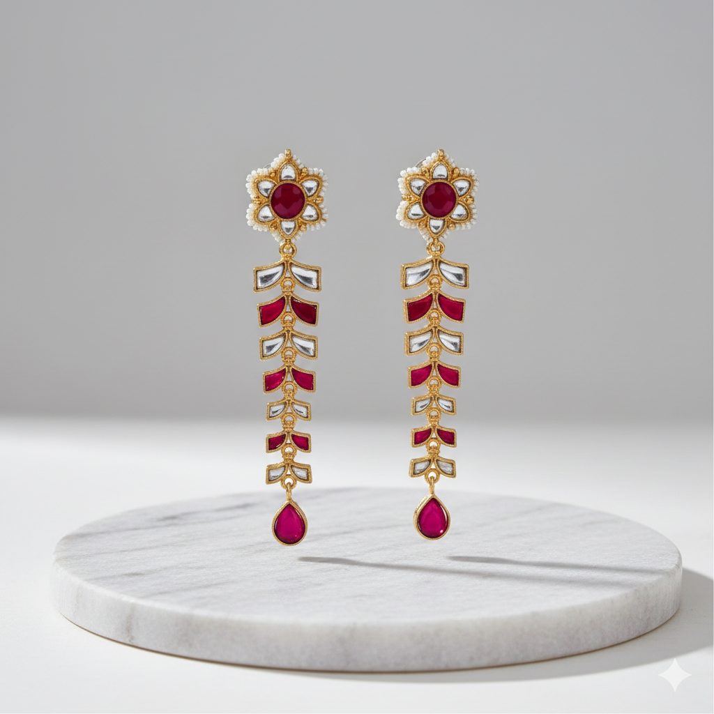 Laal Jharna Earrings