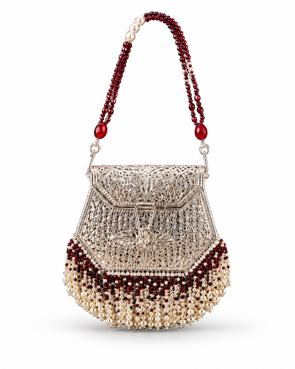 Noor-e-Maharani Silver Filigree Potli Bag