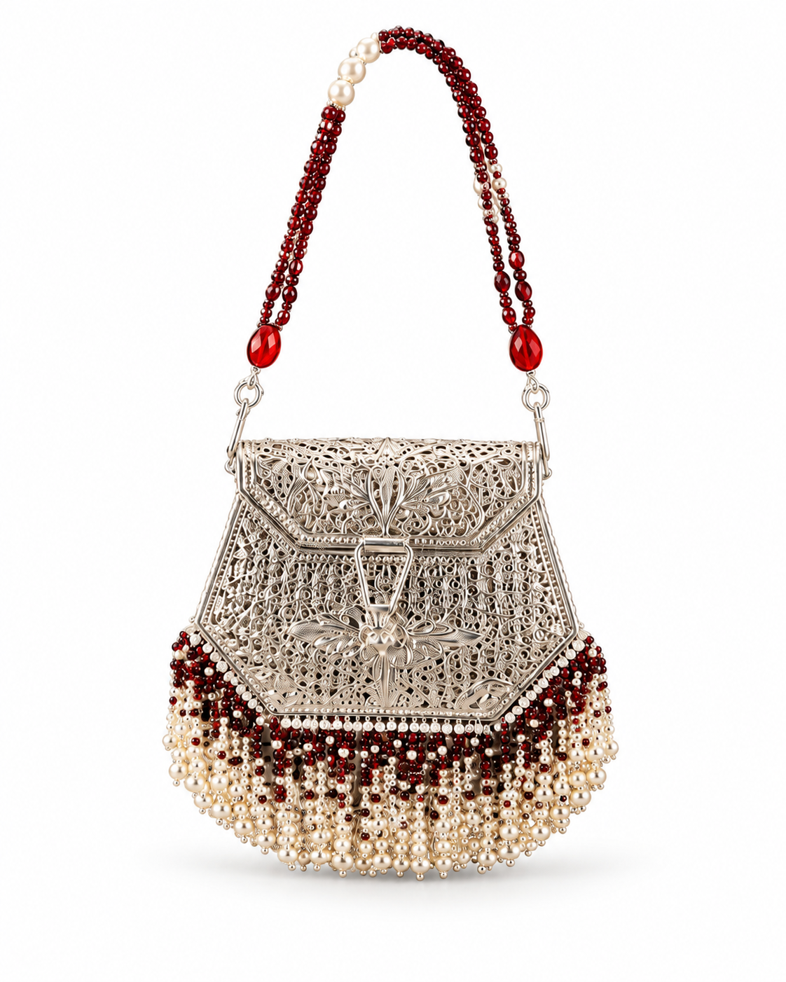 Noor-e-Maharani Silver Filigree Potli Bag