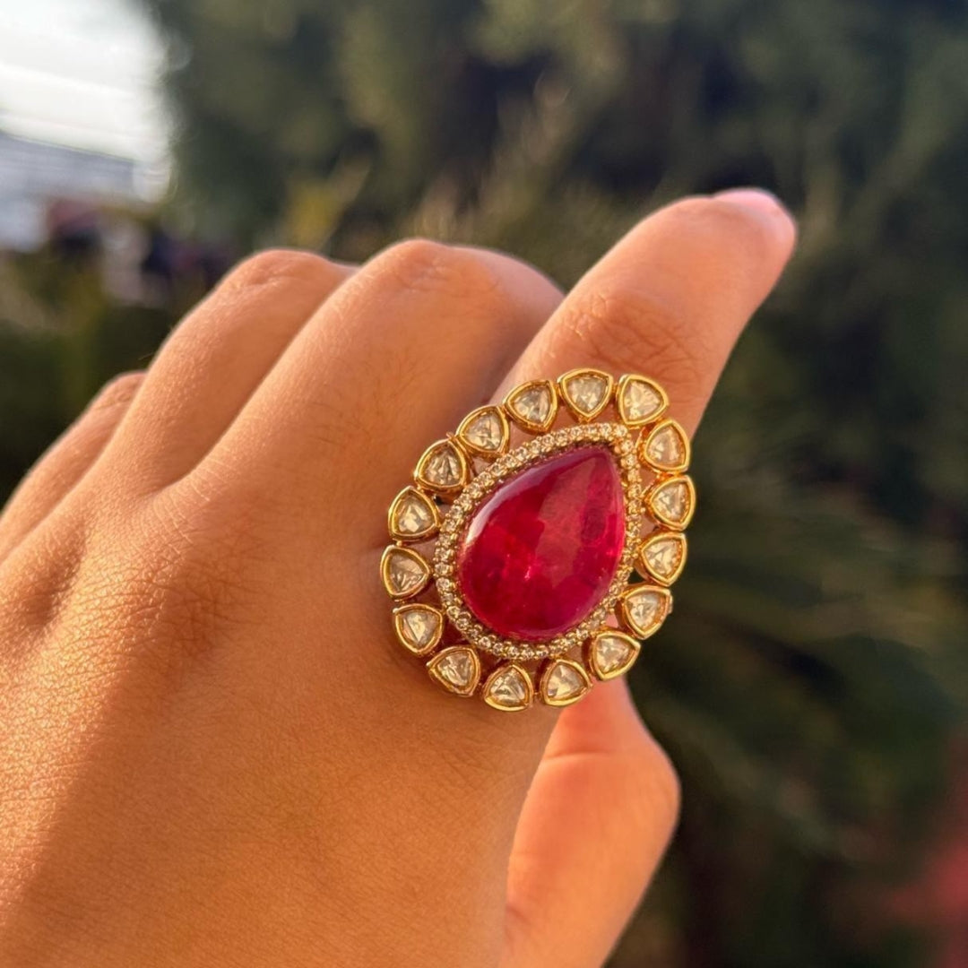 Noor Teardrop Halo Ring