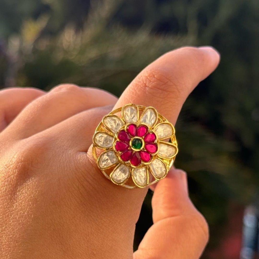 Noor Polki Blossom Ring