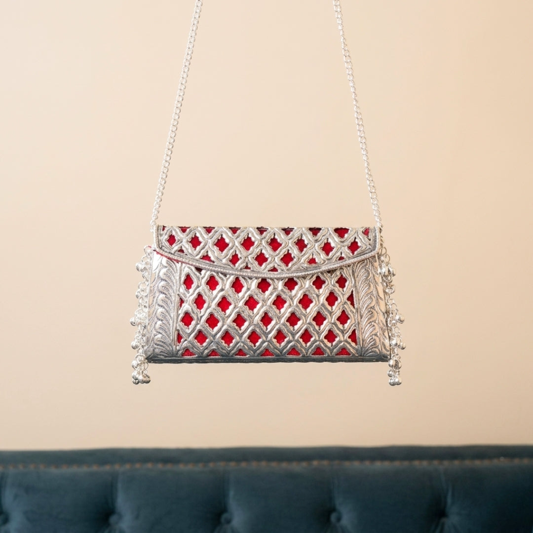 Noorjaal Crimson Handbag