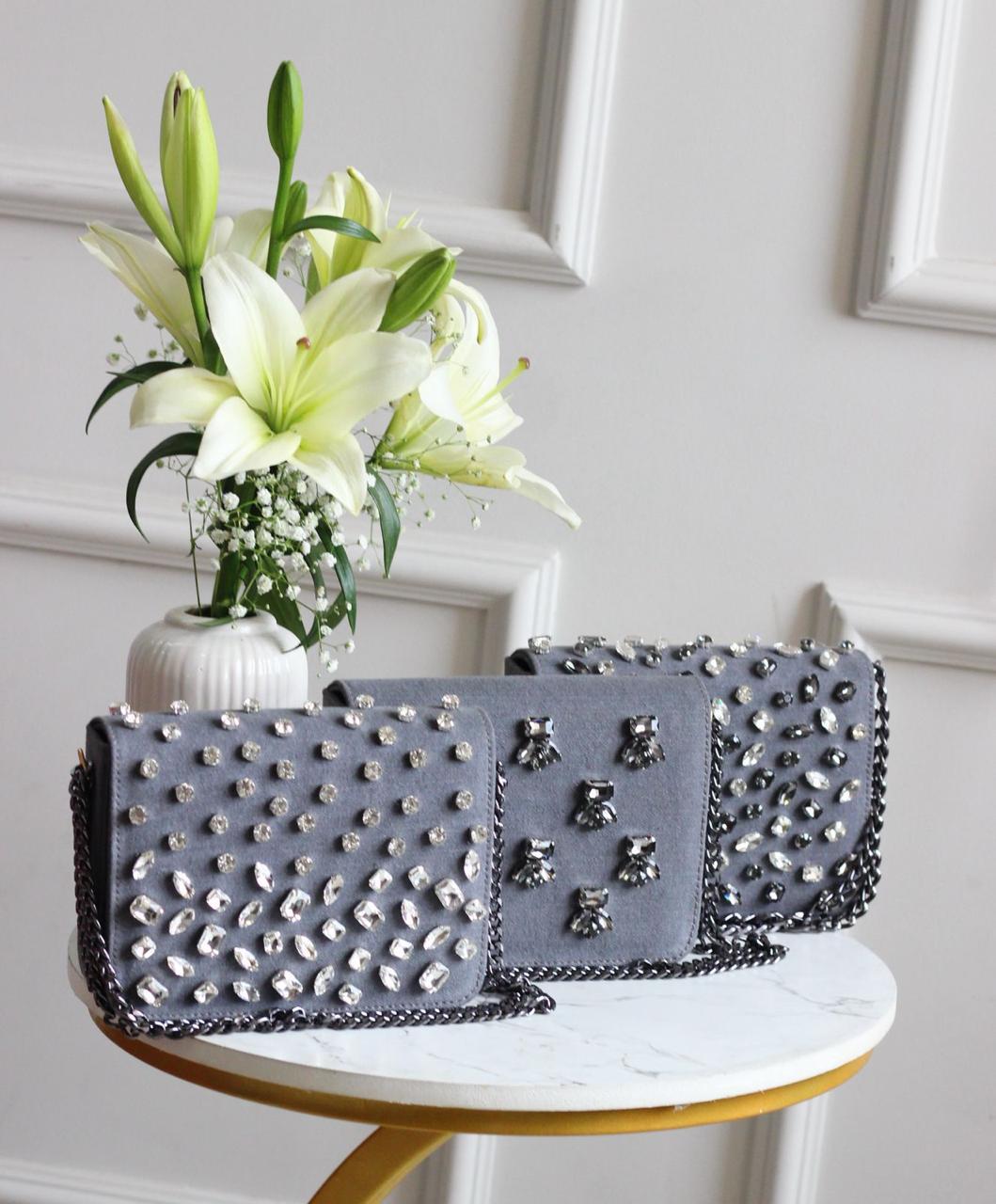 Crystal Denim Flap Bags- Where street-style meets sparkle!