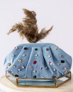 CRYSTAL RHINESTONE MULTICOLOR DENIM BAG