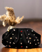 CRYSTAL RHINESTONE MULTICOLOR DENIM BAG
