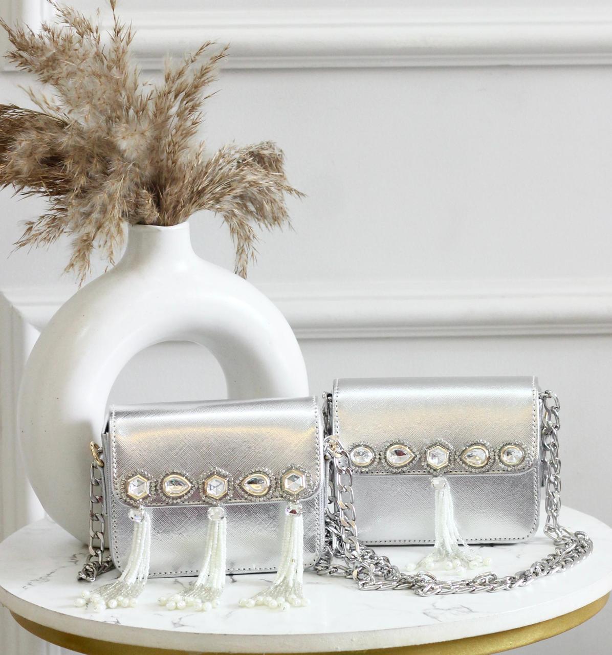 Chandni – Silver Metallic Mini Flap Bag