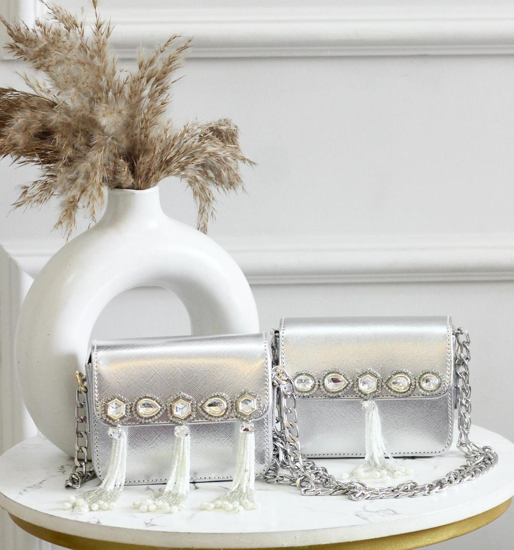 Chandni – Silver Metallic Mini Flap Bag