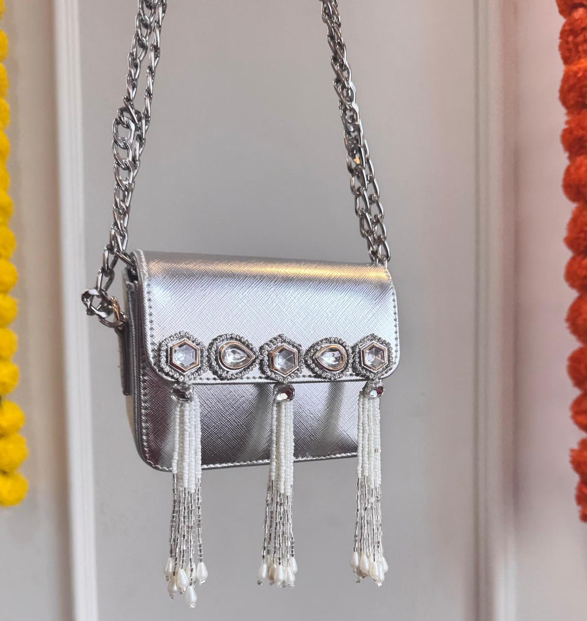 Chandni – Silver Metallic Mini Flap Bag