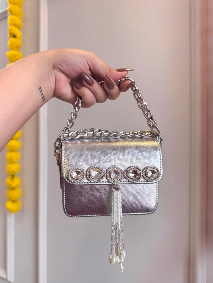 Chandni – Silver Metallic Mini Flap Bag