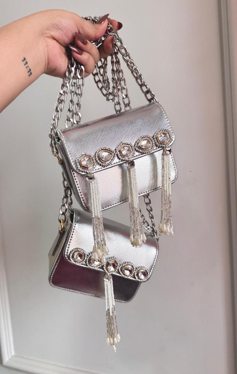 Chandni – Silver Metallic Mini Flap Bag