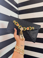 Leather-Finish Kundan Envelope Sling