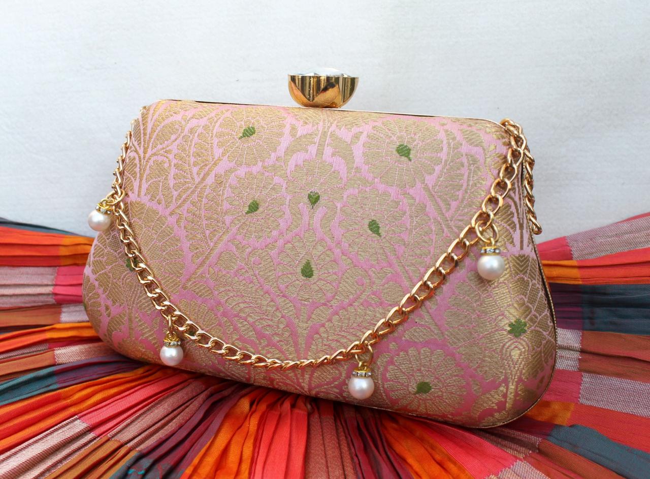 Pure Banarasi Brocade Royal Clutch