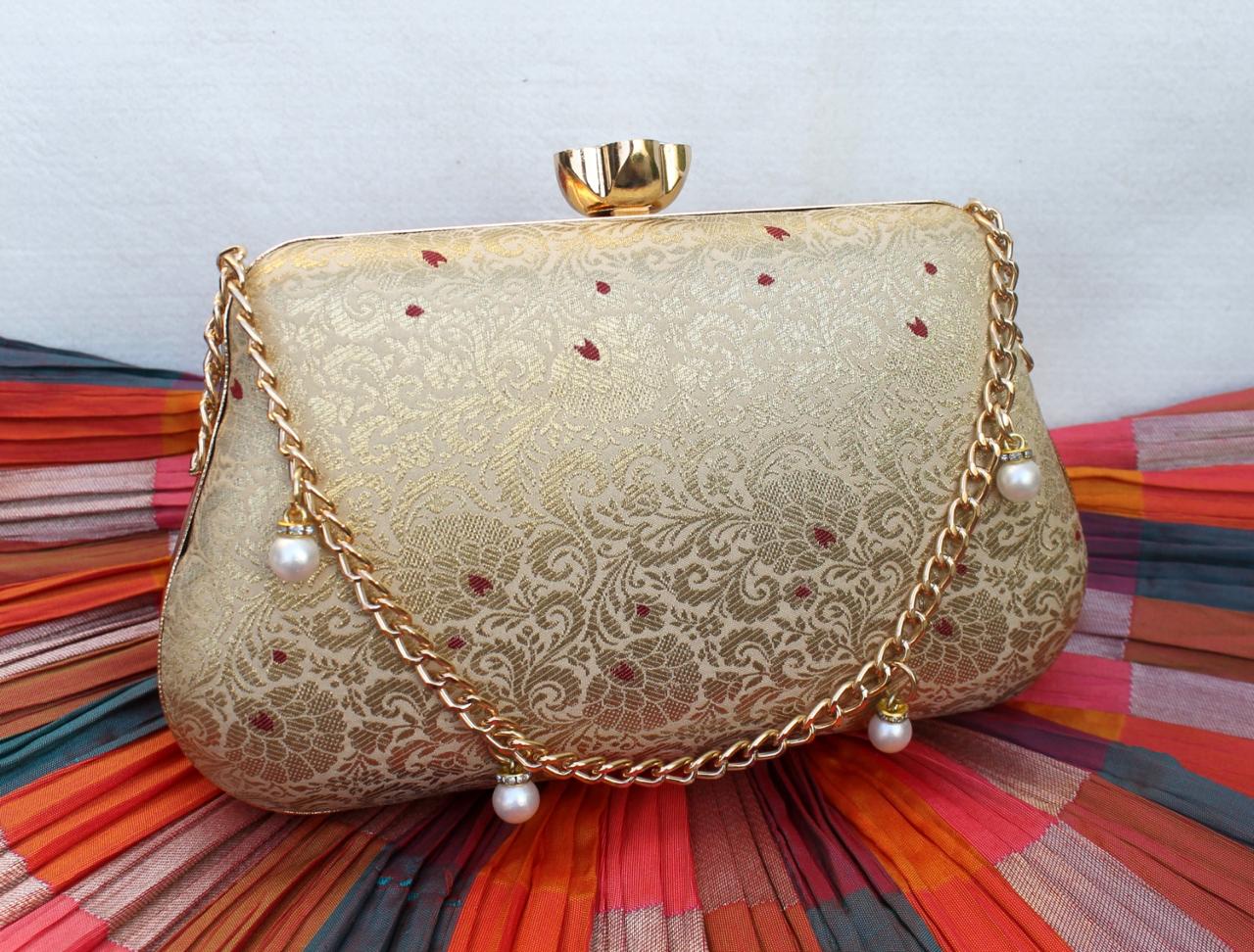 Pure Banarasi Brocade Royal Clutch