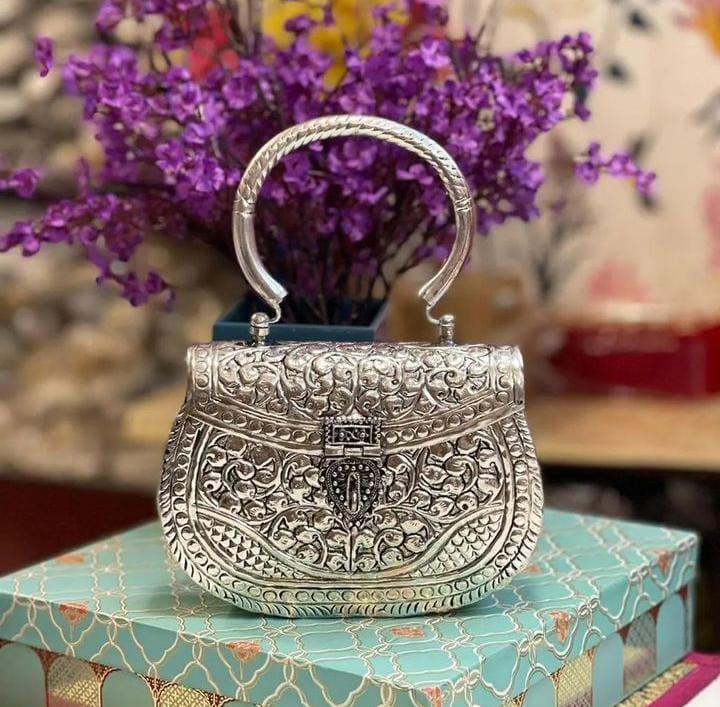 Hand-Carved German Silver Purse