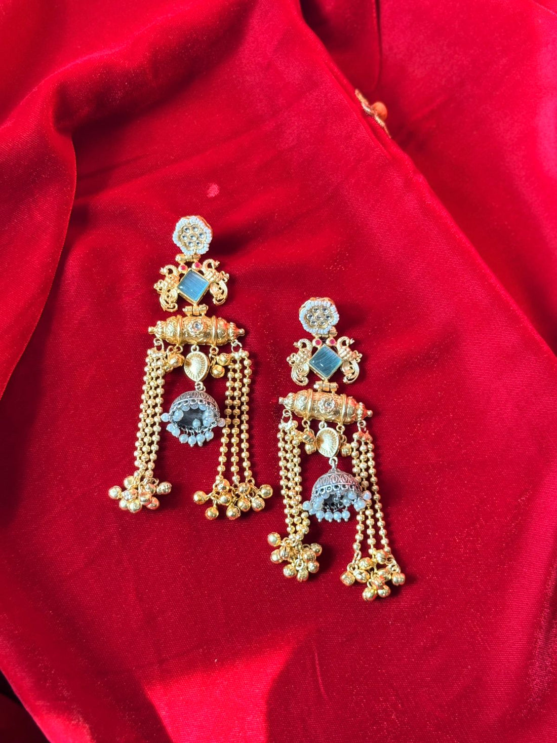 Antique Gold Jhumka Drop Earrings