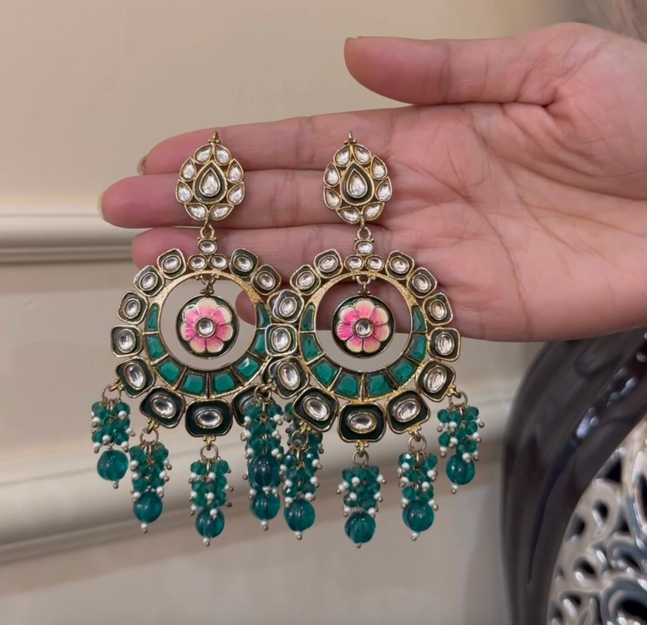 Gulbahar Meena Chandbali Earrings