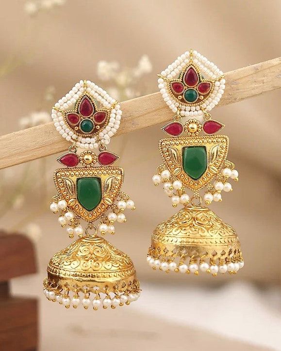 Peacock Heritage Jhumki Earrings