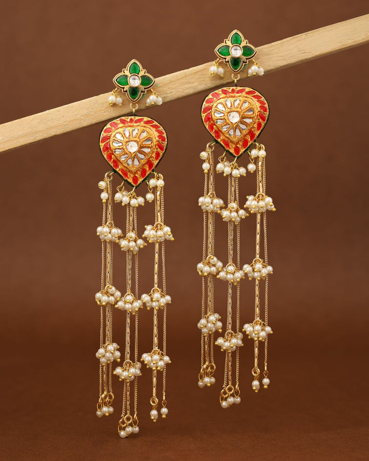 Rangrez Pearl Cascade Kundan Danglers